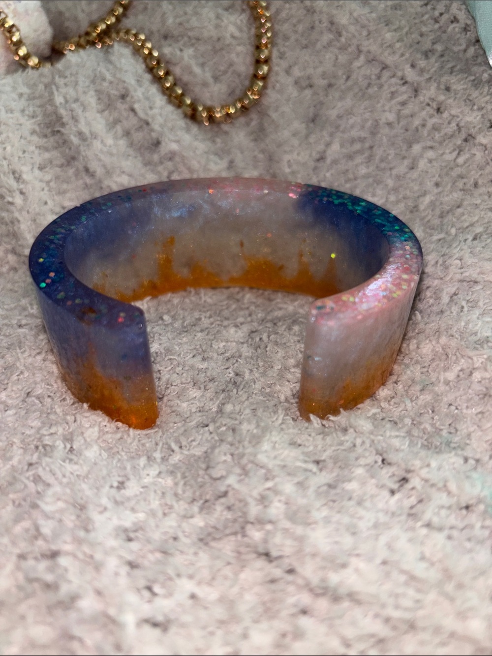 Glittery Multicolor Cuff Bracelet (handmade)
